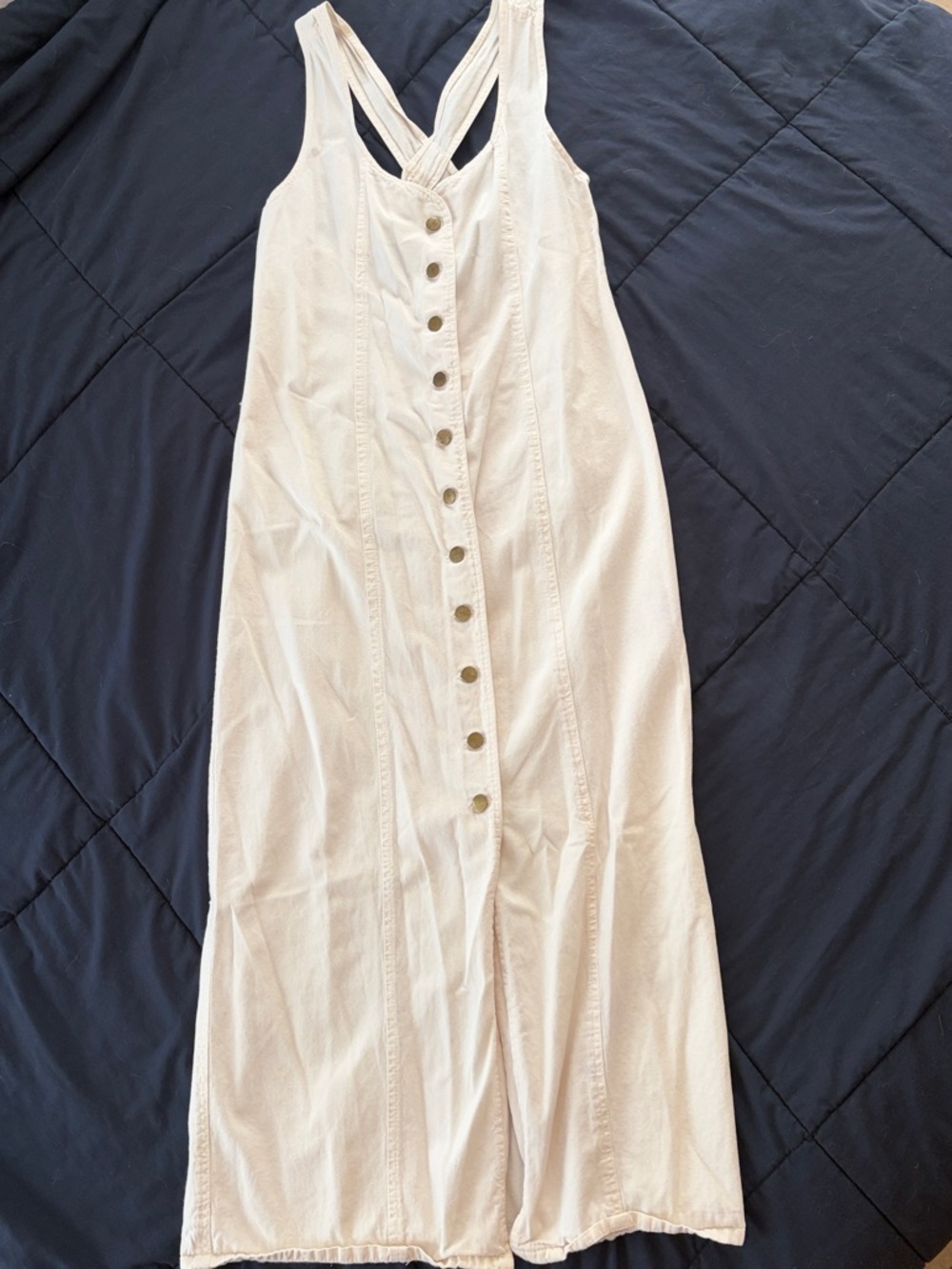 Vintage White denim Button-Front Dress